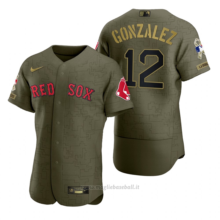 Maglia Baseball Uomo Boston Red Sox Marwin Gonzalez Camouflage Digitale Verde 2021 Salute To Service